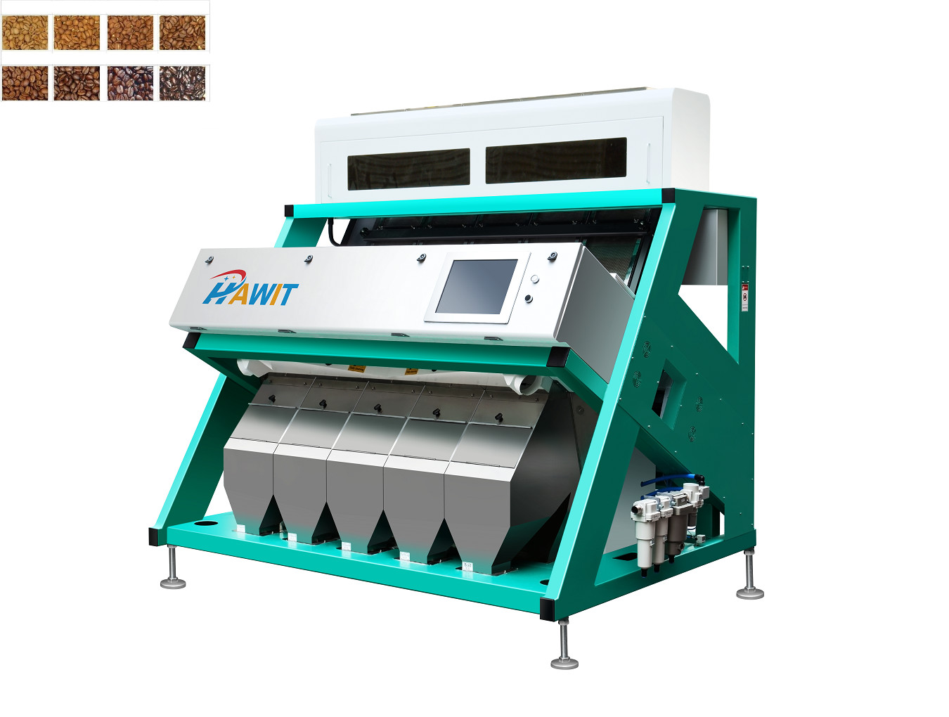 LED Lamps 320 Channels Coffee Beans Color Sorter With 5 Chutes